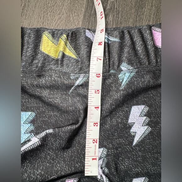 TEREZ LIGHTNING BOLT Black Multicolor Cropped LEGGINGS Size Large - Picture 9 of 11